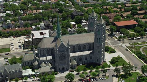 5k Stock Footage Aerial Video Orbiting The Cathedral Basilica Of The