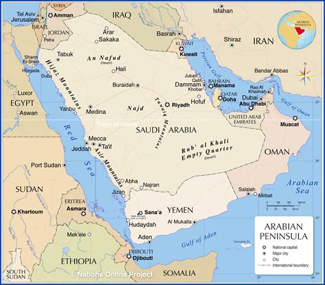 The arabian sea is the northwest part of the indian ocean. Political Map of the Arabian Peninsula - Nations Online ...