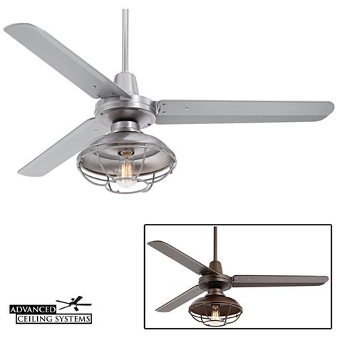 Outdoor industrial fan with light. 7 Rustic Industrial Ceiling Fans With Cage Lights You'll ...