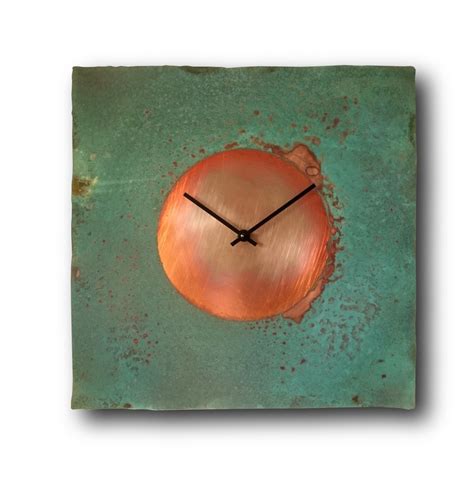 Copper Turquoise Wall Clock Home Decor Original Clock Hand Etsy