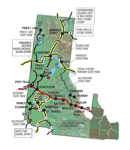 Map Northern Idaho Scenic Byway Places To Go State Parks