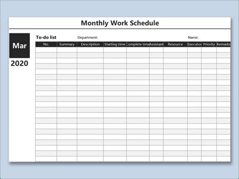 Yearly Schedule Template Excel Printable Schedule Template