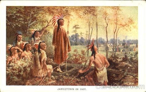 Jamestown In 1607 Jamestown Postcard Native American