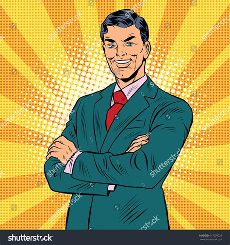 Successful Retro Businessman Pop Art Retro Vector Illustration