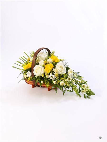 Rose and Freesia Basket | Funeral flower arrangements, Funeral flowers, Lilly flower arrangements