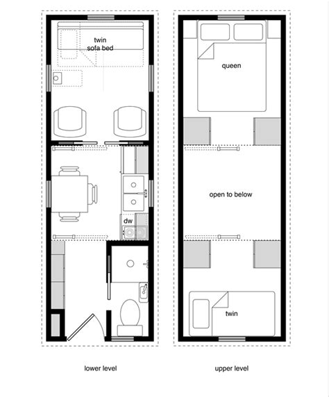 An often overlooked aspect of tiny house plans is the experience level expected from the reader or builder. Tiny House Floor Plans with Lower Level Beds - TinyHouseDesign