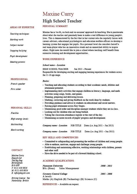 Check our variety of teacher resume formats available for you to download! High School Teacher Resume Template | | Mt Home Arts