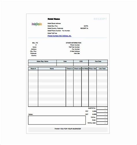 How to make hotel receipt template in ms excel. Motel 6 Receipt Template Elegant 18 Hotel Receipt ...