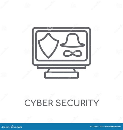 Cyber Security Linear Icon Modern Outline Cyber Security Logo C Stock
