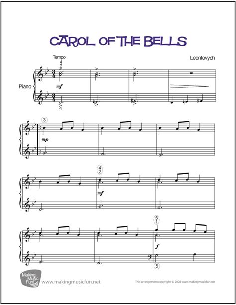 The music is in the public domain. Carol of the Bells | Easy Piano Sheet Music (Digital Print)