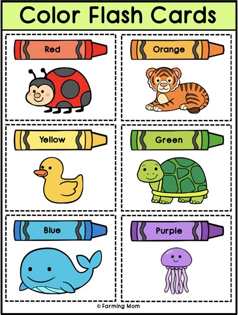 Color Word Flash Cards Printable