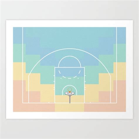 Pastel Colors Basketball Court Shoot Hoops Streetball Art Print By