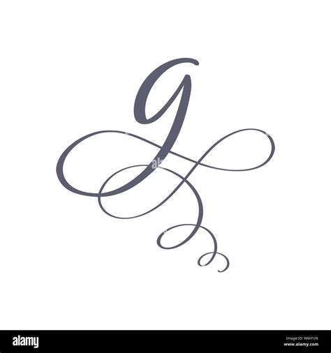 Vector Hand Drawn Calligraphic Floral G Monogram Or Logo Uppercase