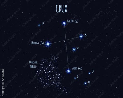 Crux The Southern Cross Constellation Vector Illustration With The