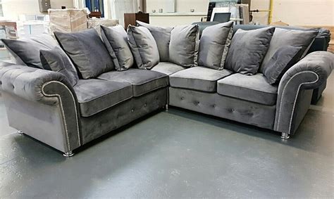 New Grey Plush Velvet Corner Sofa In Southside Glasgow Gumtree