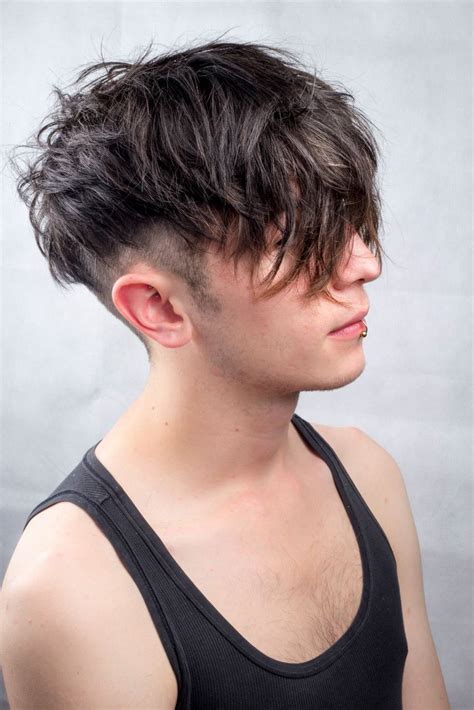 Messy Undercut Mens Hair Textured Natural Black Long Best