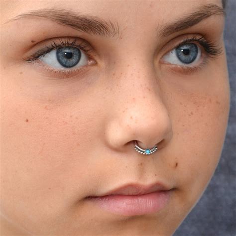 2mm turquoise septum ring silver septum jewelry nose etsy