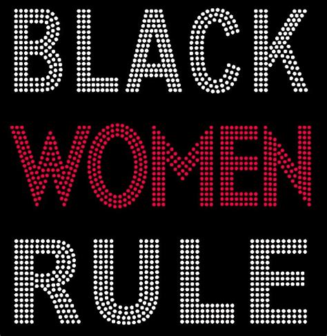 Black Women Rule Bold Red Text Afro Rhinestone Transfer Texas