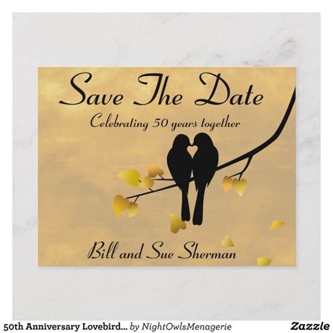 50th Anniversary Lovebirds Save The Date Announcement Postcard Zazzle