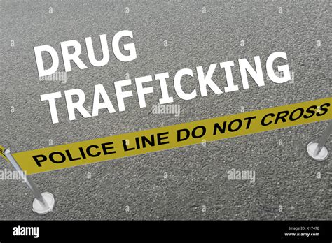 3d Illustration Of Drug Trafficking Title On The Ground In A Police