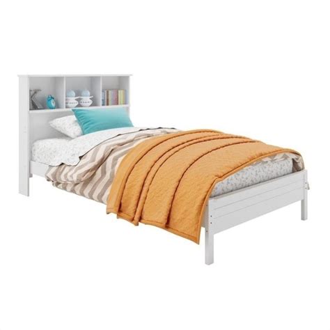 Twin Single Bed With Bookcase Headboard In White Baf 510 S