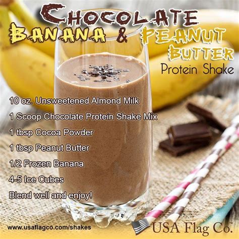 Chocolate Banana Peanut Butter Protein Shake By Usa Flag Co Recipe Peanut Butter Protein