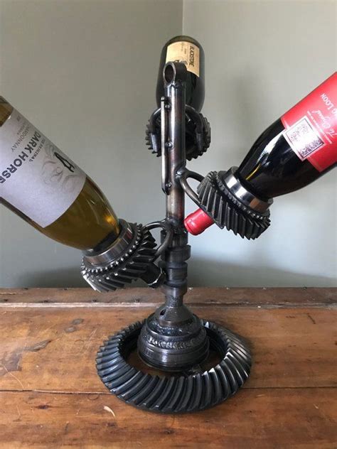Hand Made Hot Rod Wine Bottle Holder Using Repurposed Engine Car Parts Soportes Para Botellas