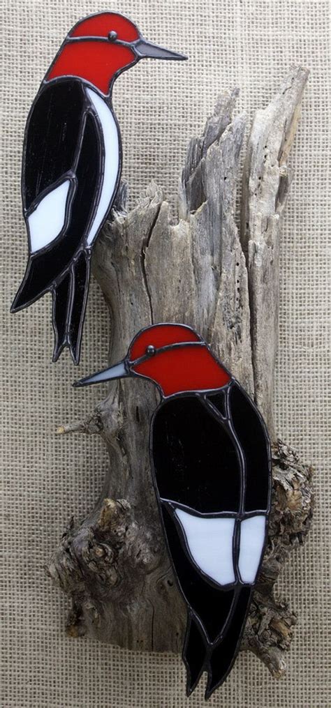 Stained Glass Red Headed Woodpeckers Stained Glass Bird Stained Glass