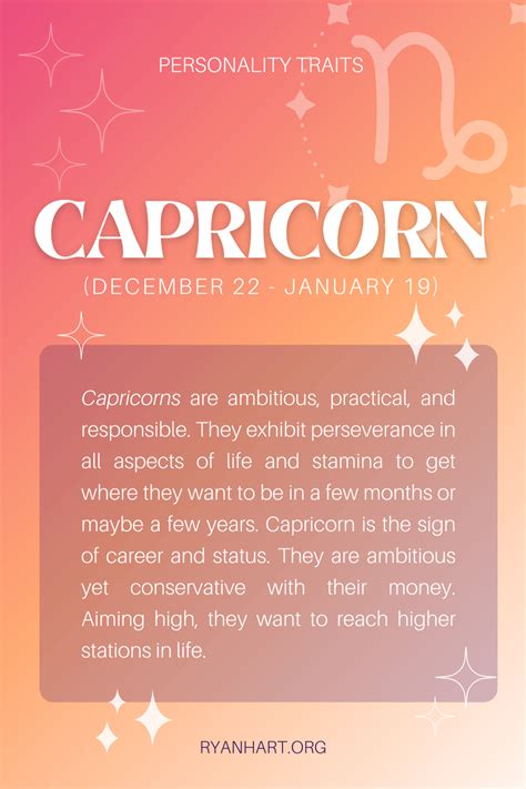 Capricorn Personality Traits Dates December 22 January 19 Ryan Hart