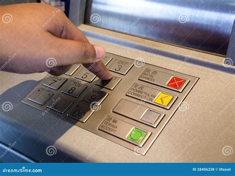 Entering Pin At Atm Machine Stock Photo Image Of Corporate Outdoor