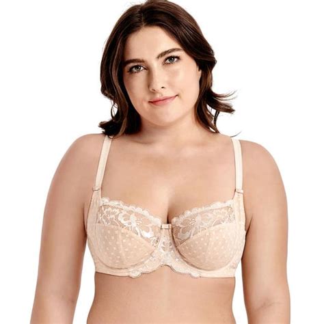Womens Lace Full Coverage Underwire Non Padded Support Bra Plus Size