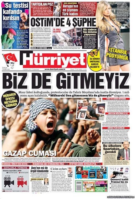 Newspaper Hürriyet Turkey Newspapers In Turkey Saturdays Edition