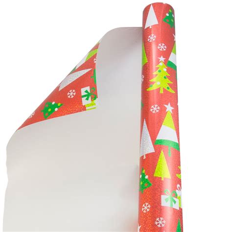 JAM Christmas Wrapping Paper, 40 Sq Ft, 1/Pack, Trees and Presents Gift
