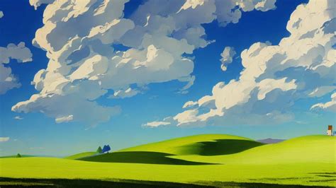 Paintng Of Windows Xp Bliss Wallpaper Artwork By Stable Diffusion