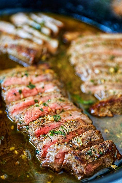 Broil 6 minutes on each side or until desired degree of doneness. Garlic Butter Skillet Flank Steak Oven Recipe - No. 2 Pencil