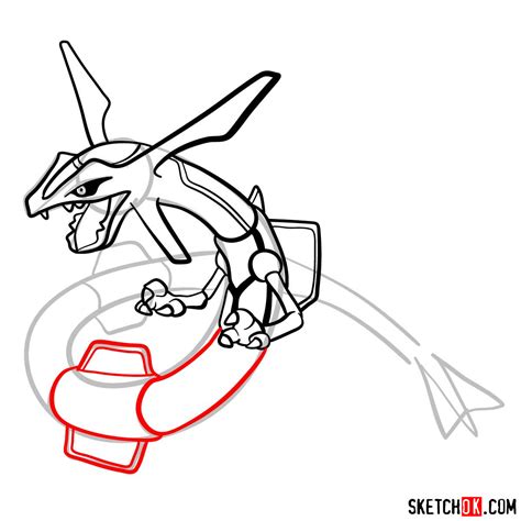 How To Draw Rayquaza Pokemon Sketchok Easy Drawing Guides