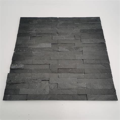 Natural Stone Veneer Stacked Ledger Panel Black Slate Cultural Stone