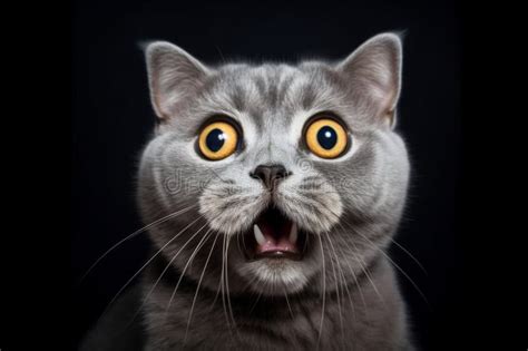 Portrait Of A Funny Very Surprised Cat Ai Generated Stock Photo