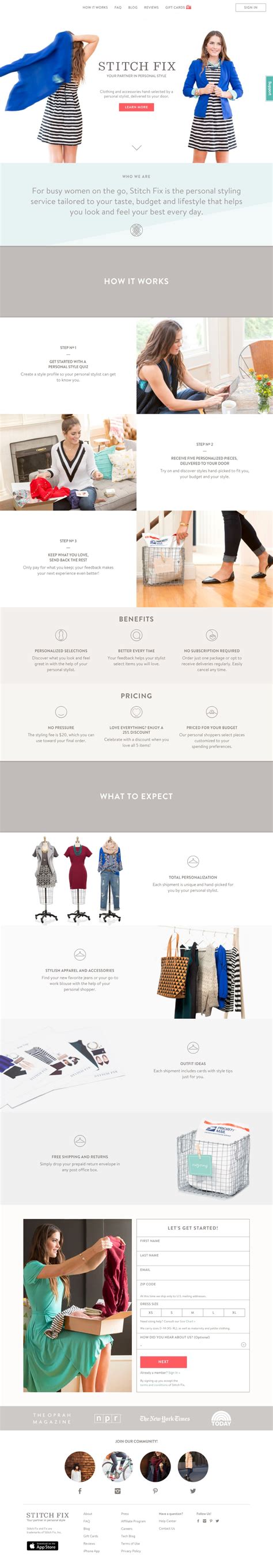 stitch fix landing page design example for inspiration landingfolio landing page design