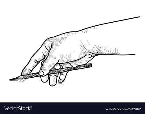 Drawing Hand Holding Pencil To Sketch Royalty Free Vector