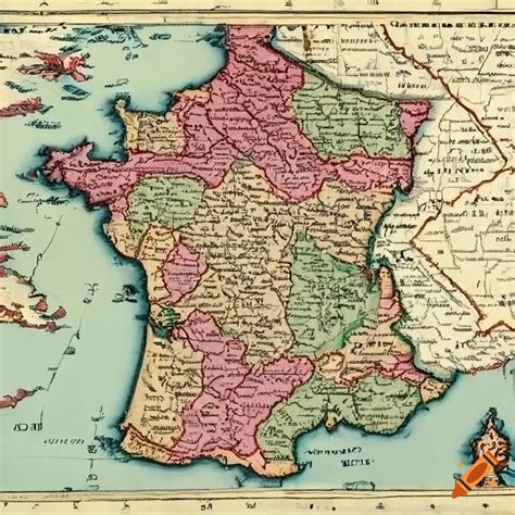 Vintage Map Of France