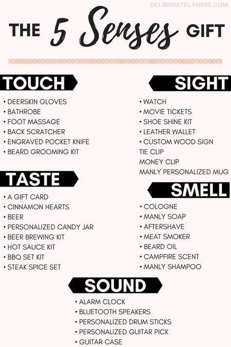 The Senses Gift List With Text On It
