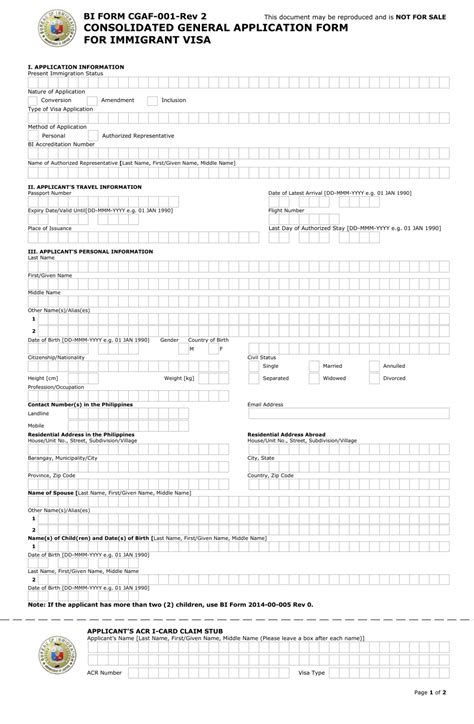 Fillable Immigrant Visa Application Form Philippines Printable Pdf