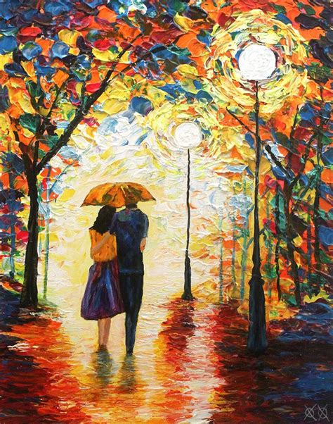 Couple In The Rain Painting Rain Painting Art Painting