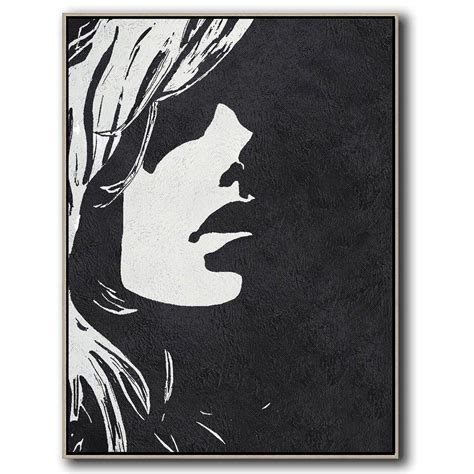 Hand Painted Black And White Minimal Painting On Canvas Cz Art Design