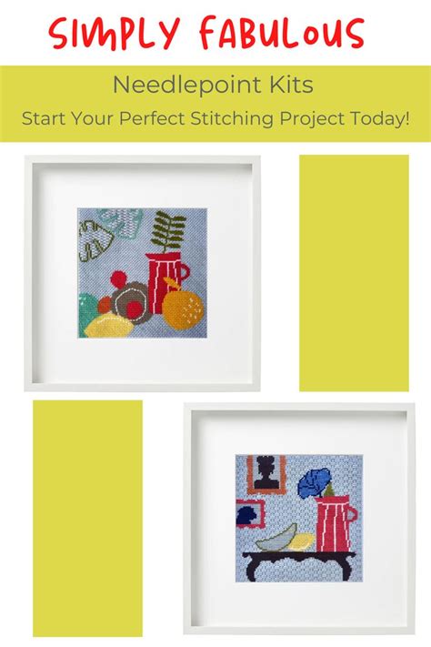 Three Framed Pictures With The Text Simply Fabulous Needlepoint Kits