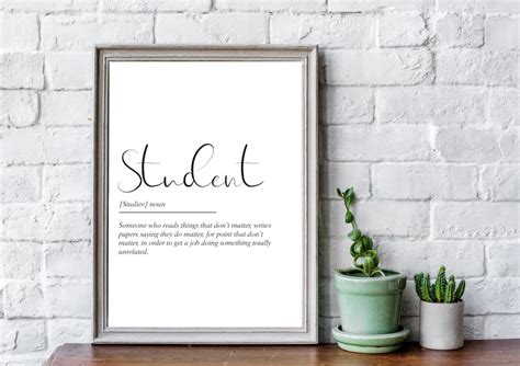 Student Definition Print University Wall Print Home Etsy