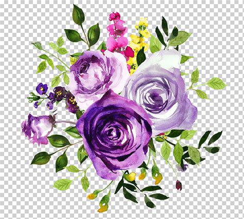 Ilustraci N De Tres Flores Flor Violeta Acuarela Pintura Violeta Acuarela Rosa Arreglos