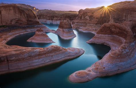 1280x831 Sunrise Canyon Utah River Desert Sun Rays Water Nature