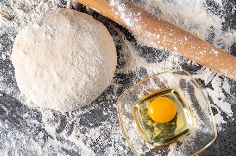 White Flour With Eggs, Butter And Dough On A Cooking Board Stock Photo - Image of cuisine, food ...